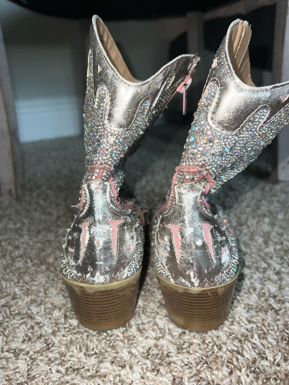 Wild Pair Silver Rhinestone Western Ankle Boots - Picture 4 of 15
